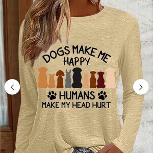 Women’s T-shirt dogs make me happy! medium so soft long sleeve NWOT gift